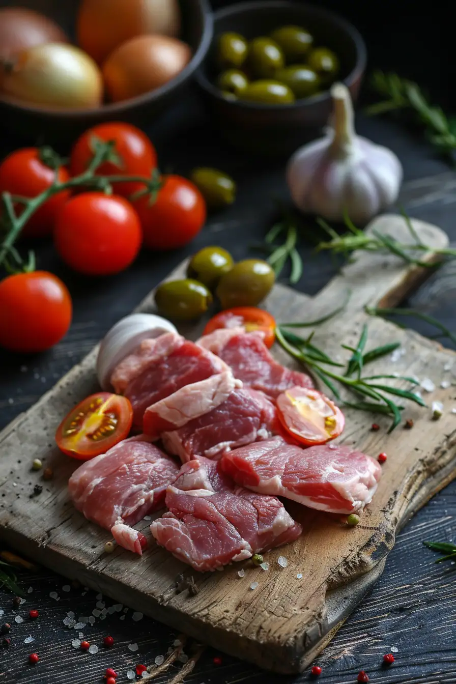 Porc aux épices tunisiennes et son duo d'oignons et d'olives