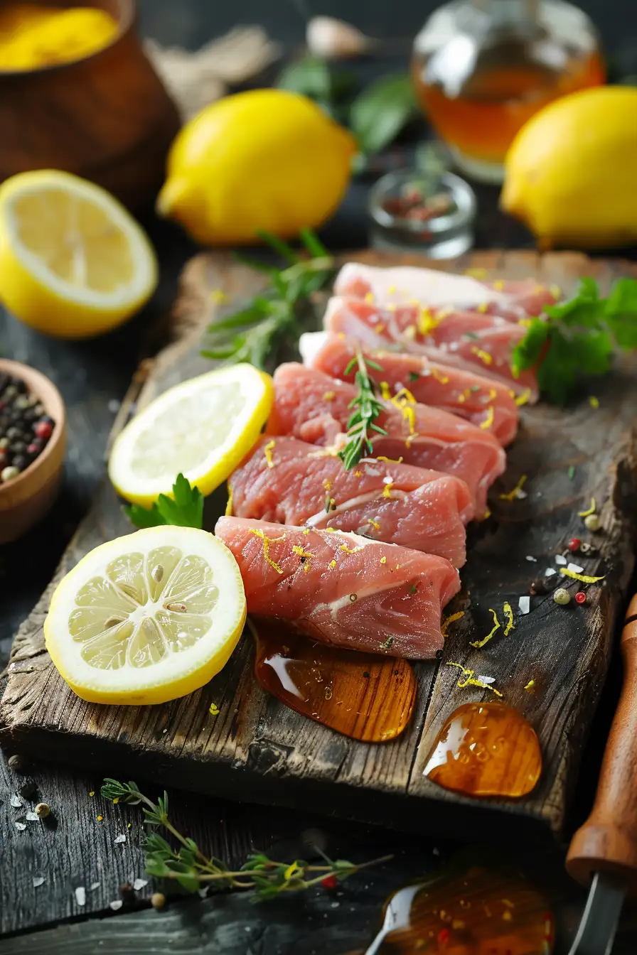 Porc au cumin et miel, éclats de citron et coriandre fraîche