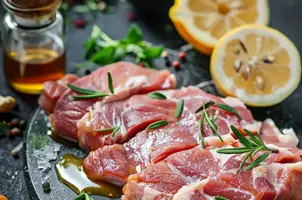 Porc caramélisé au cumin et miel, éclats d'amandes et zeste de citron
