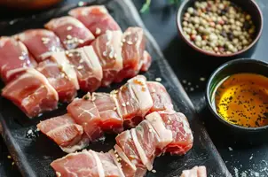 Porc caramélisé au miel et à la sauce soja, parfumé à l'ail et au gingembre