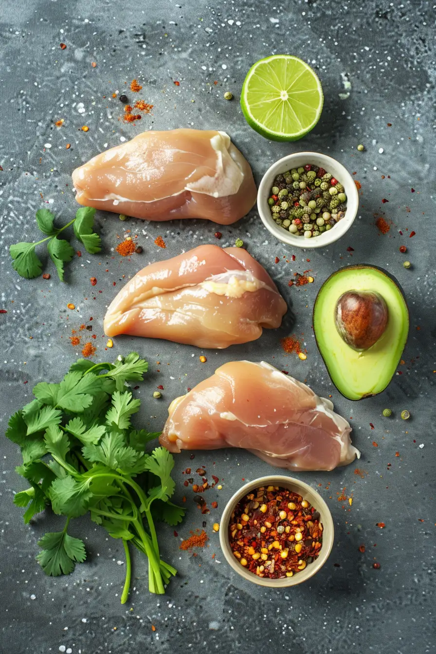 Poulet épicé à la mexicaine avec avocat et lime fraîche