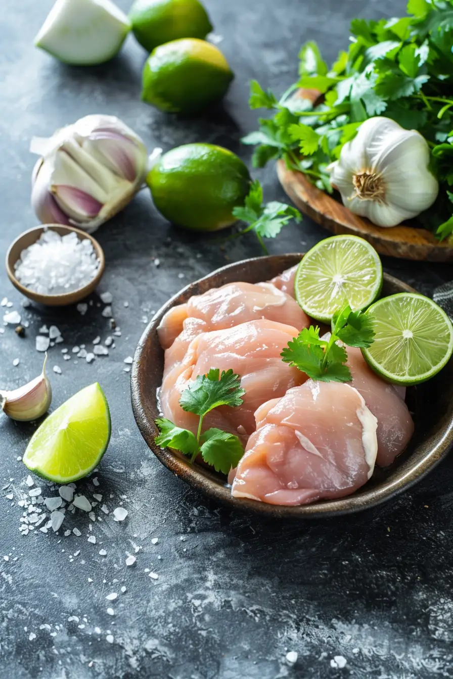 Poulet crémeux au lait de coco et citron vert, parfumé à l'ail et à la coriandre