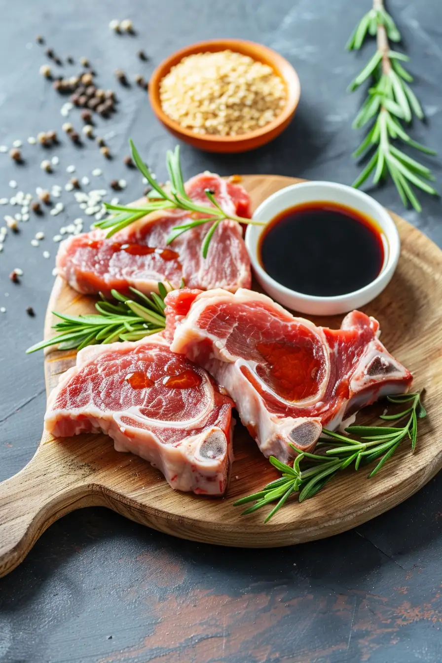 Agneau mariné au miel et gingembre, éclats de sésame et sauce soja