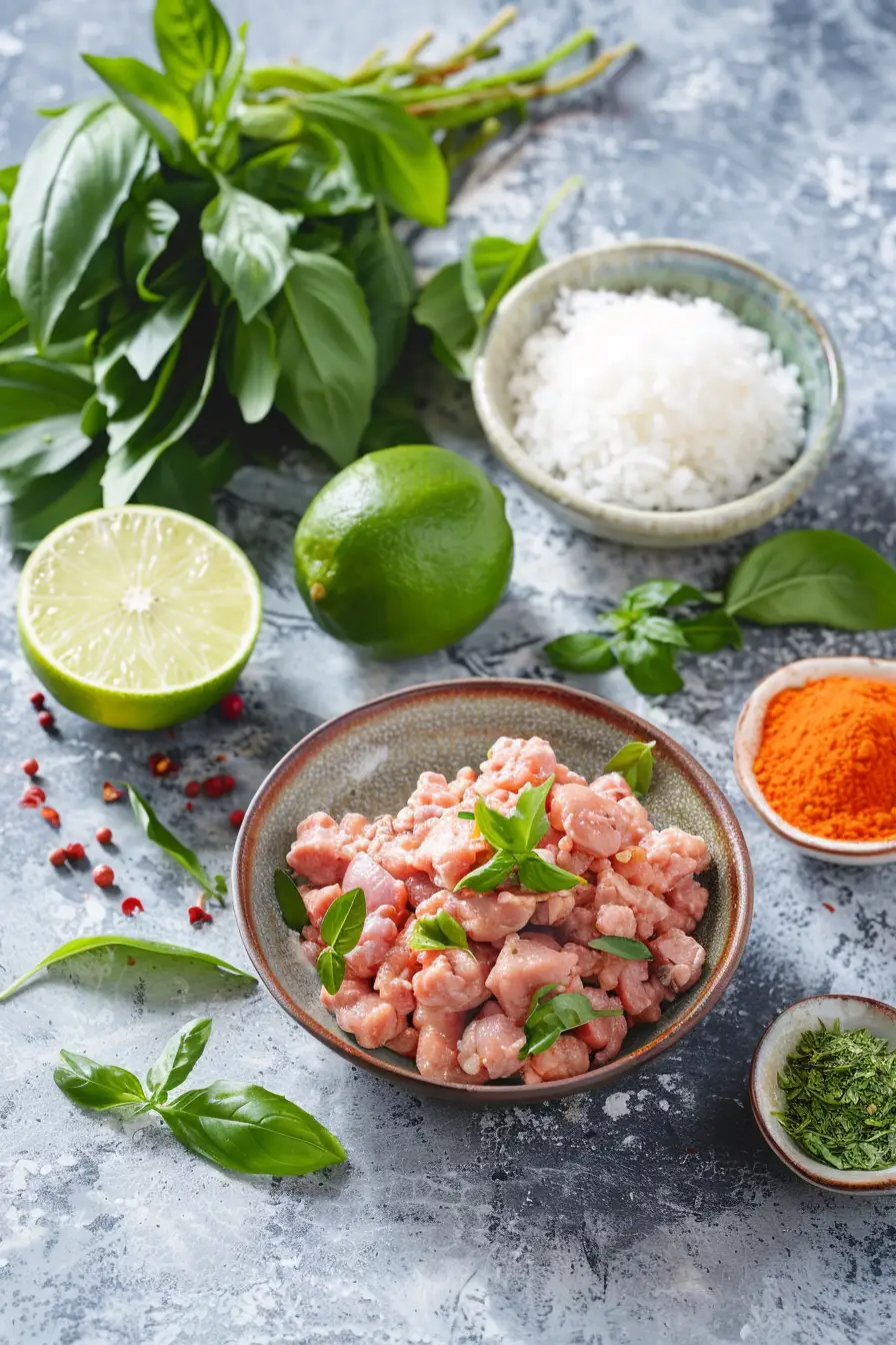 Agneau épicé au curry rouge et lait de coco, parfumé au basilic thaï et citron vert