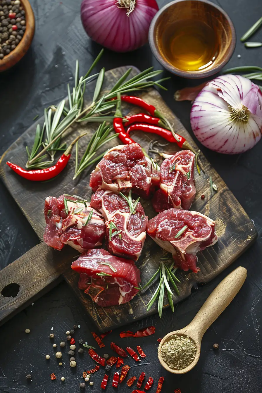 Agneau épicé aux oignons et moutarde d'olive