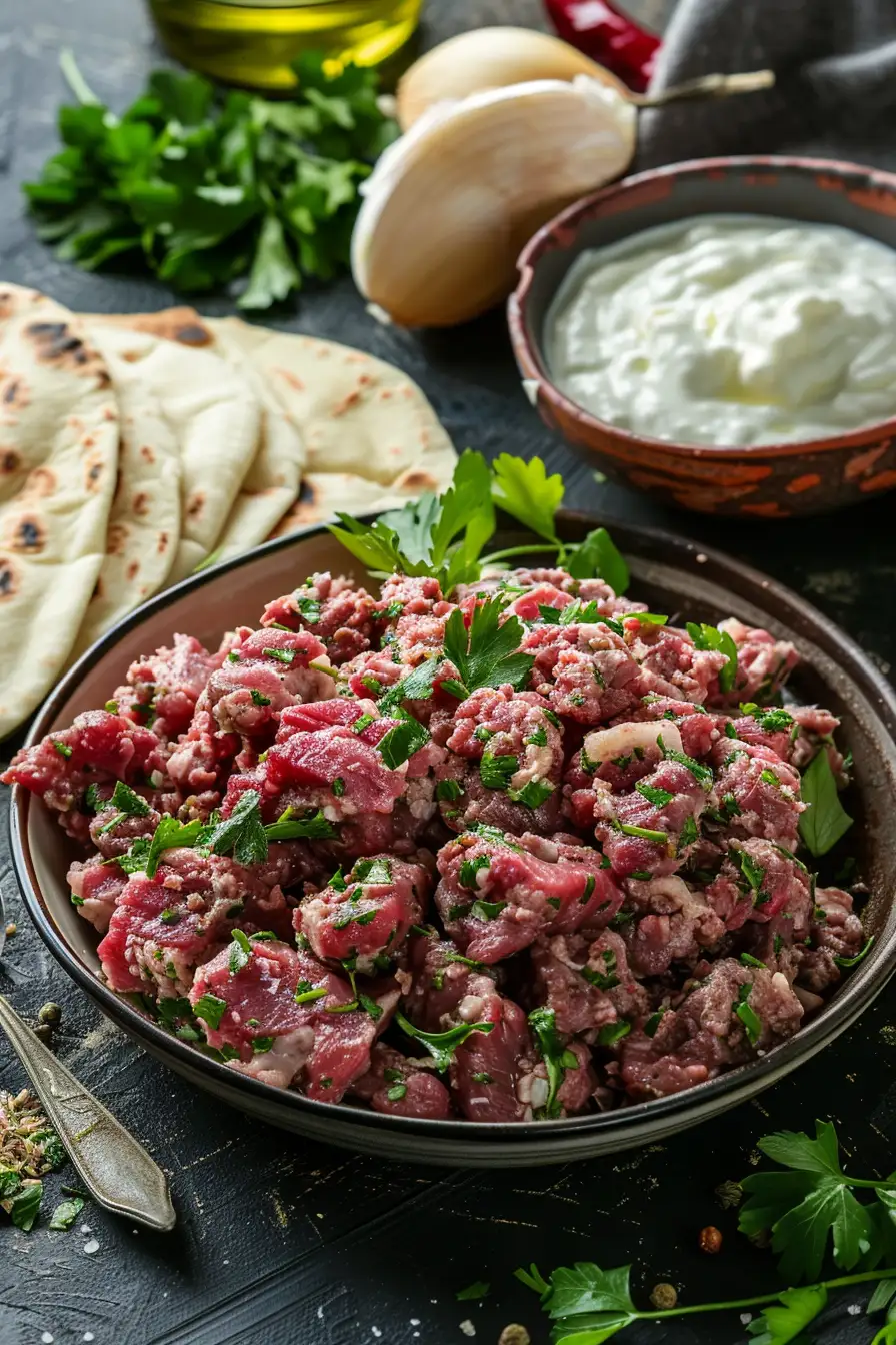 Délice d'agneau haché aux épices et yaourt dans un pain pita