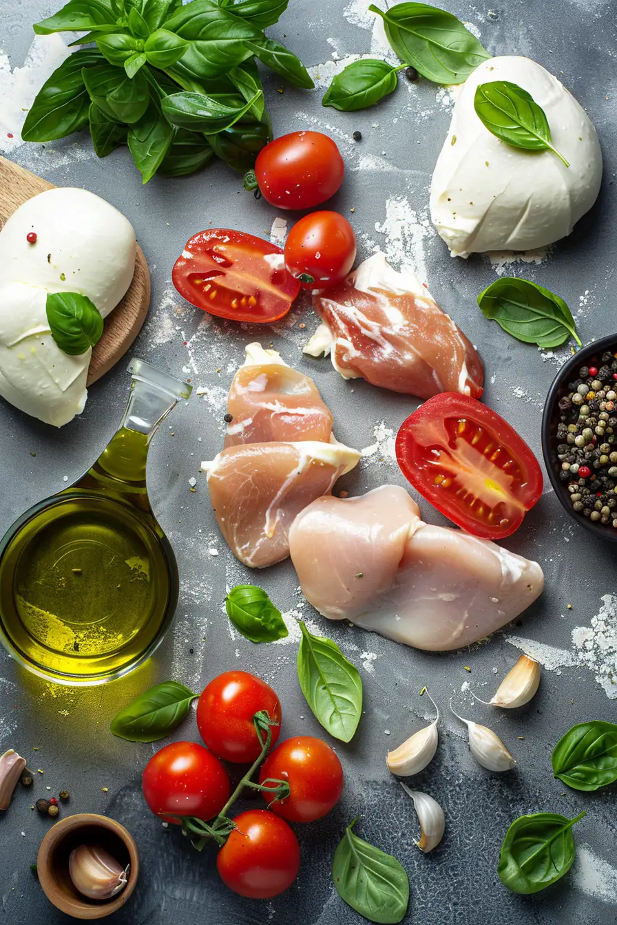 Dinde rôtie aux tomates cerises et mozzarella, parfumée au basilic frais