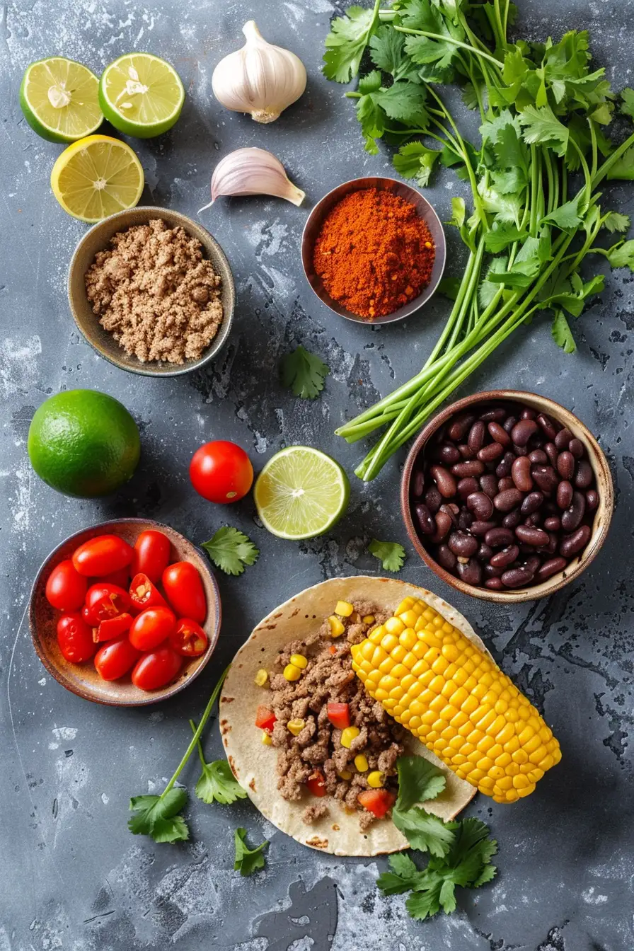 Tacos mexicains à la dinde hachée et aux haricots noirs