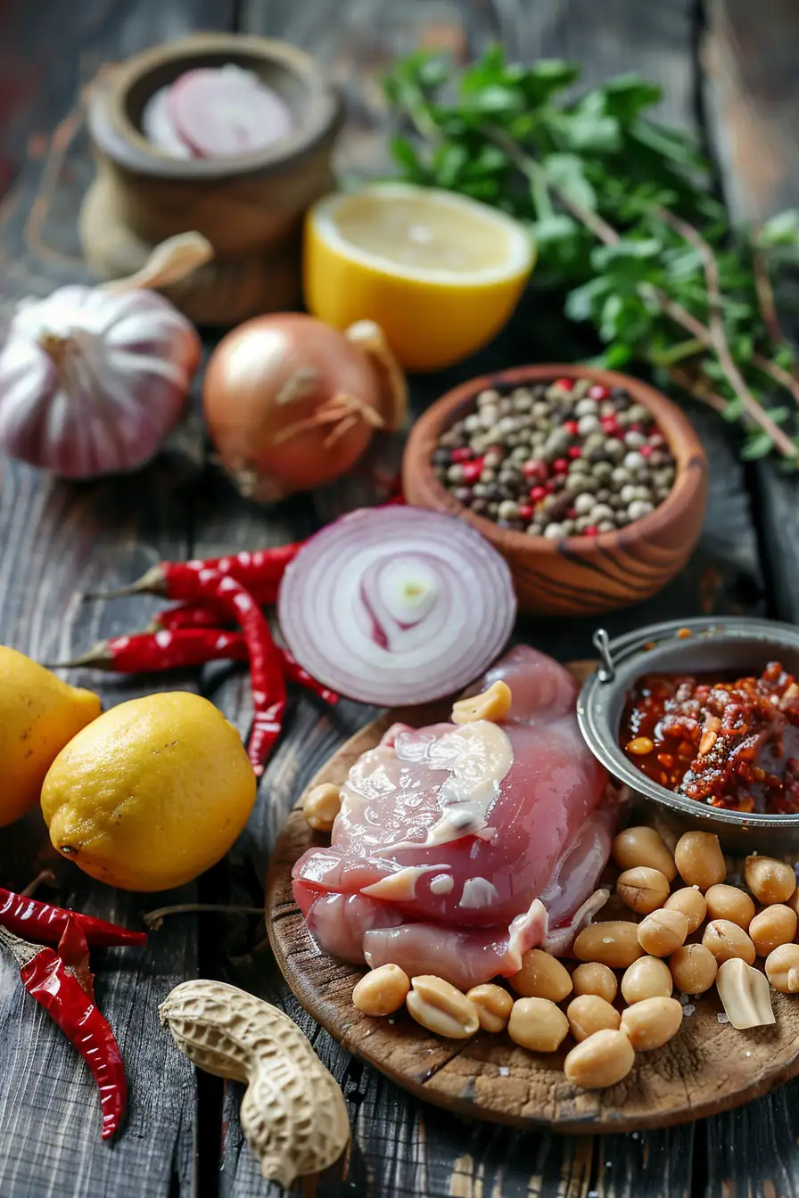 Dinde épicée aux oignons et arachides, un zeste de citron