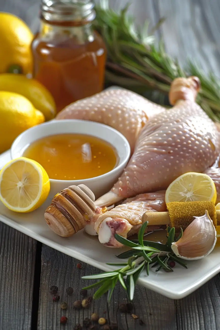 Dinde rôtie au miel et moutarde, parfumée au citron et romarin