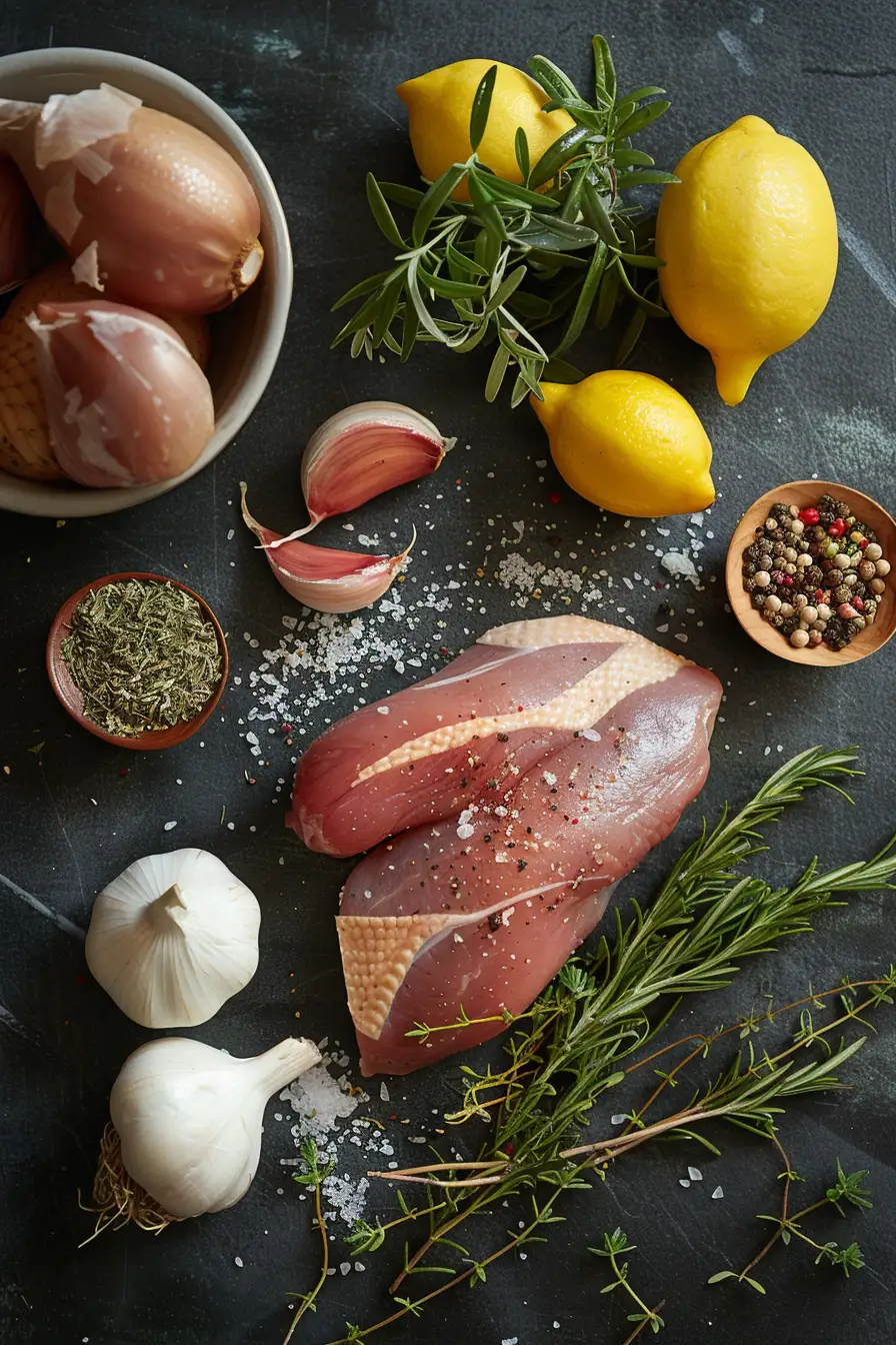 Canard mariné au yaourt grec et aux herbes de Provence, parfumé au citron et à l'ail