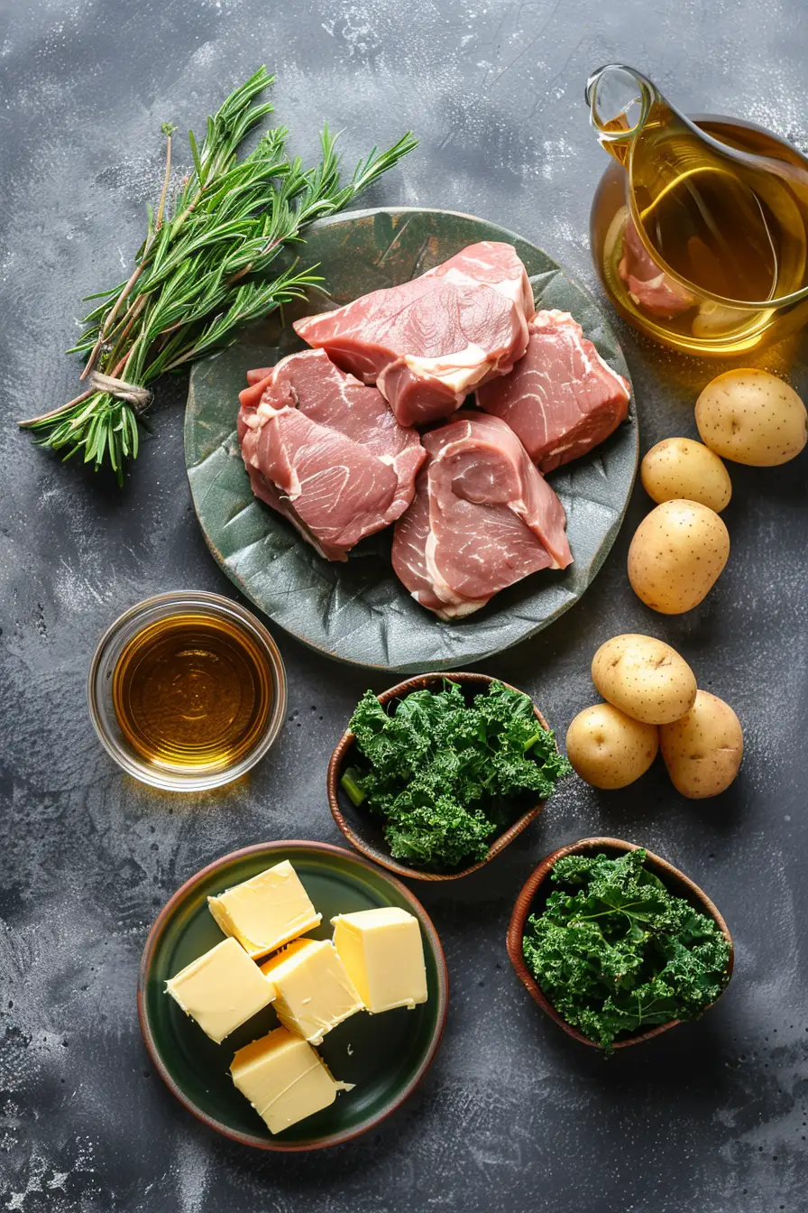Canard rôti au whisky et son écrin de pommes de terre et chou frisé