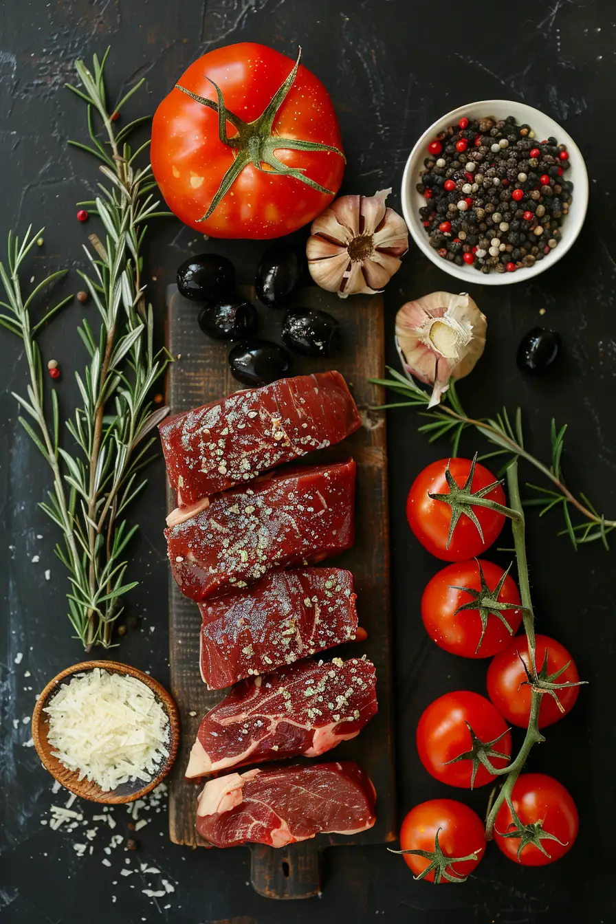 Délices de cerf aux tomates cerises et olives noires
