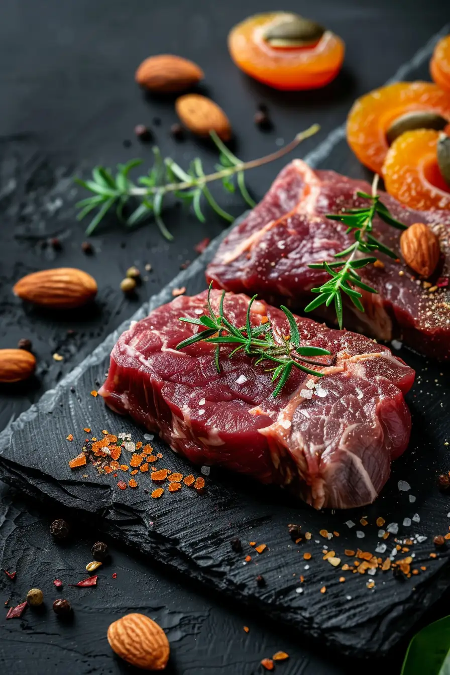 Cerf aux épices ras el hanout, miel et abricots secs croquants