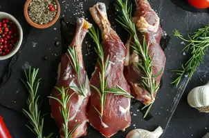 Lapin mijoté aux tomates cerises, ail et romarin au vin blanc