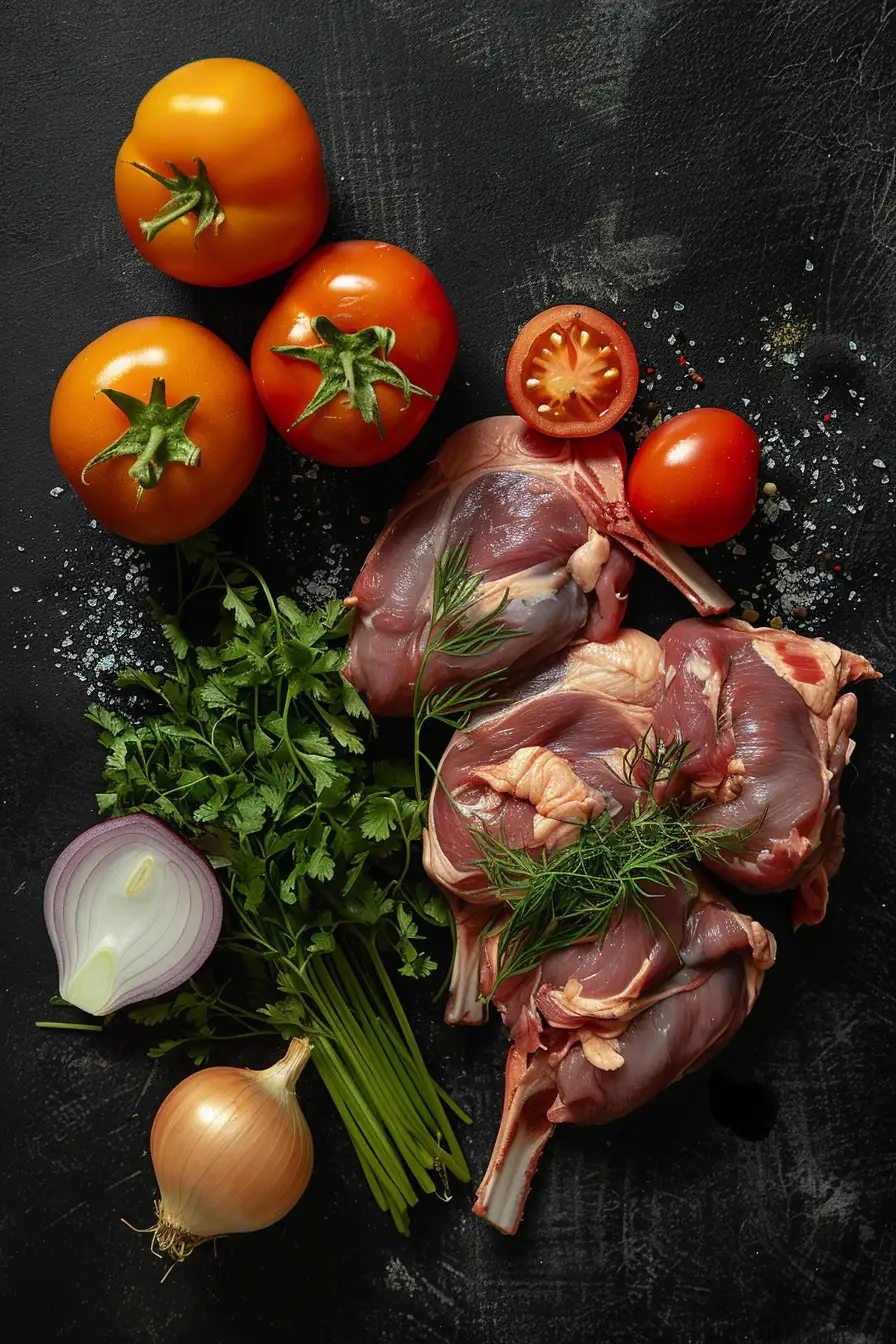 Lapin aux saveurs d'aji amarillo, oignons et tomates, parfumé à la coriandre