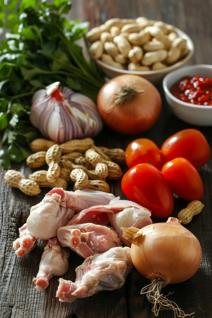 Lapin aux arachides, oignons et tomates épicées
