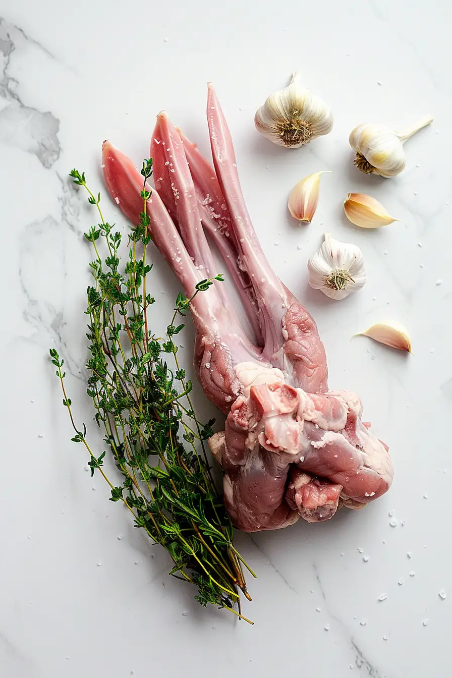 Lapin caramélisé au sirop d'érable et moutarde de Dijon, parfumé à l'ail et au thym