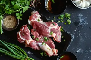 Lapin caramélisé à la sauce soja et gingembre, parfumé à la coriandre fraîche