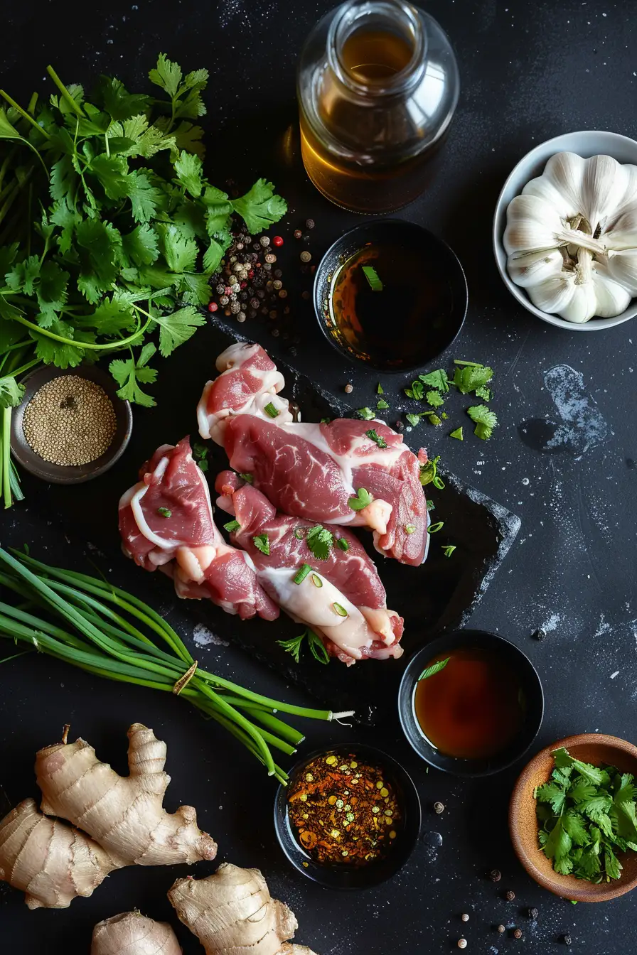 Lapin caramélisé à la sauce soja et gingembre, parfumé à la coriandre fraîche