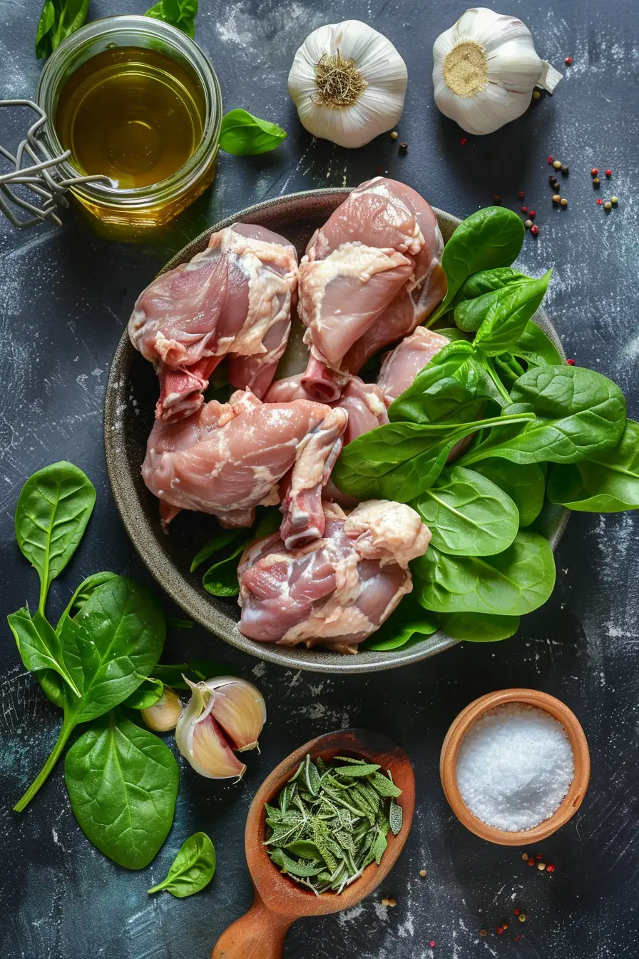 Lapin tendre au yaourt et épinards parfumés au cumin