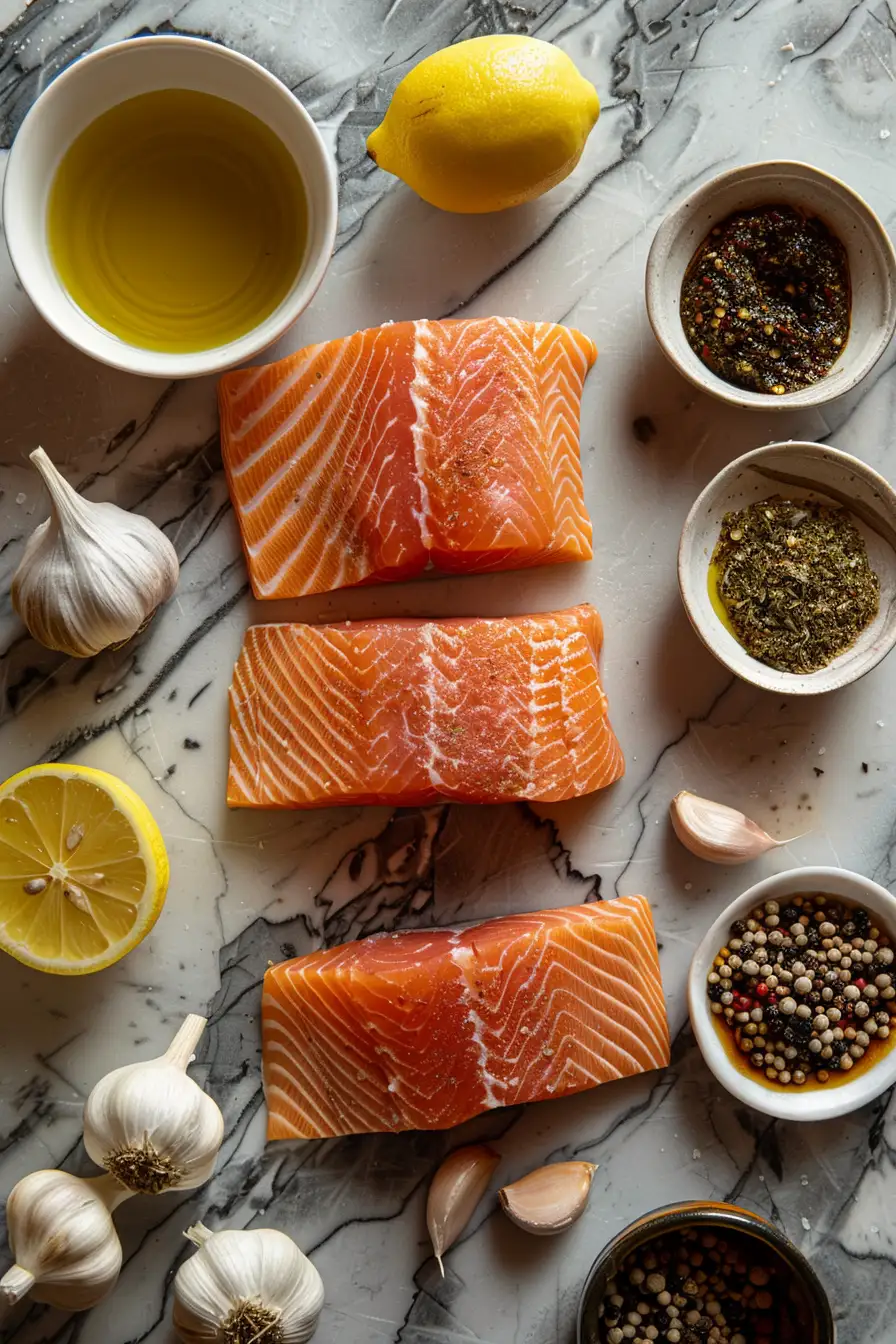 Saumon au citron et zaatar à l'huile d'olive et ail