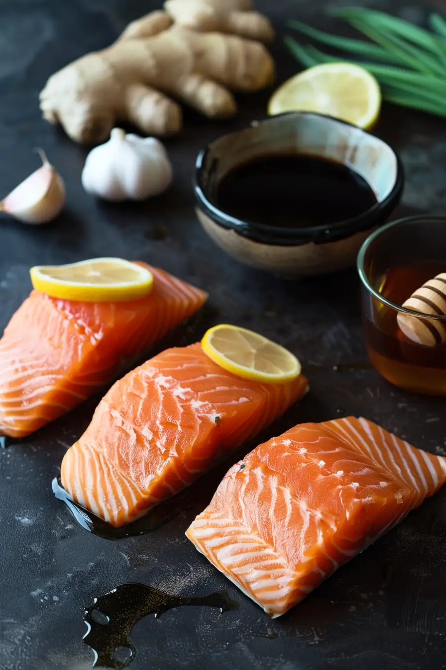 Saumon laqué au miel, gingembre et sauce soja