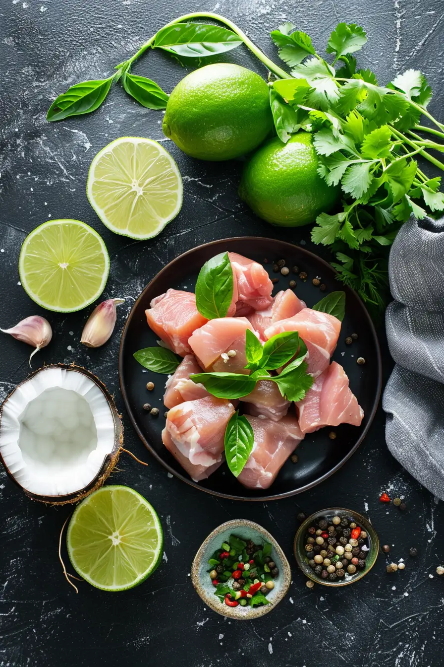 Poulet exotique au lait de coco et citron vert