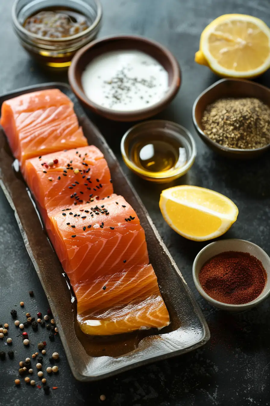 Saumon enrobé de miel et moutarde de Dijon à la sauce Worcestershire et citron