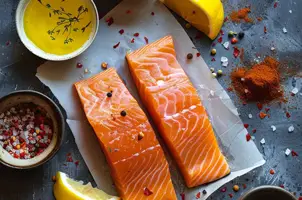 Saumon épicé au peri-peri, citron et ail à l'huile d'olive