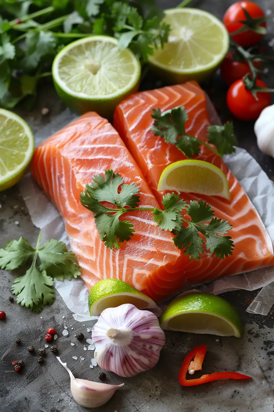 Saumon épicé au citron vert et persil