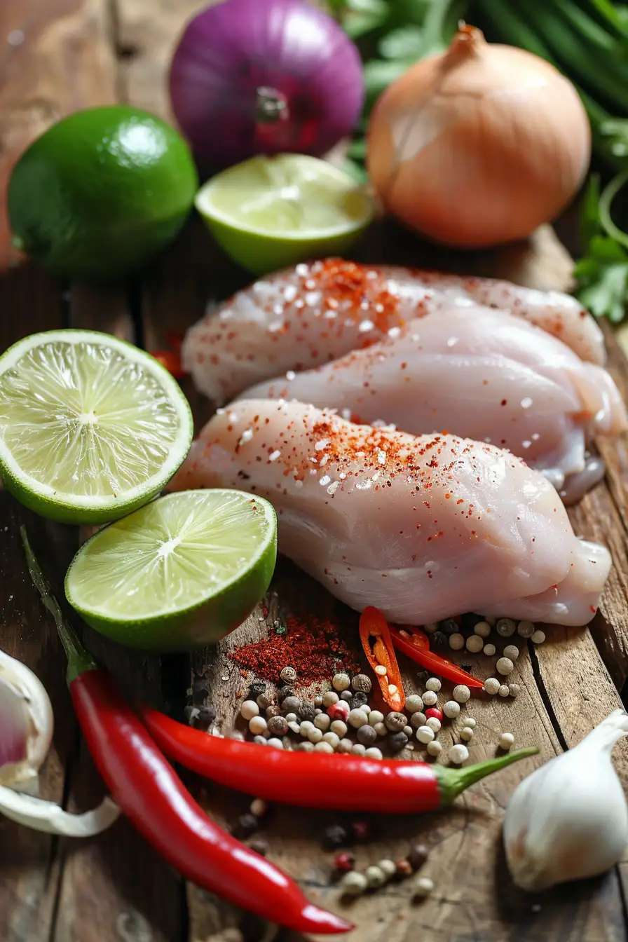 Poulet épicé au citron vert et à l'ail