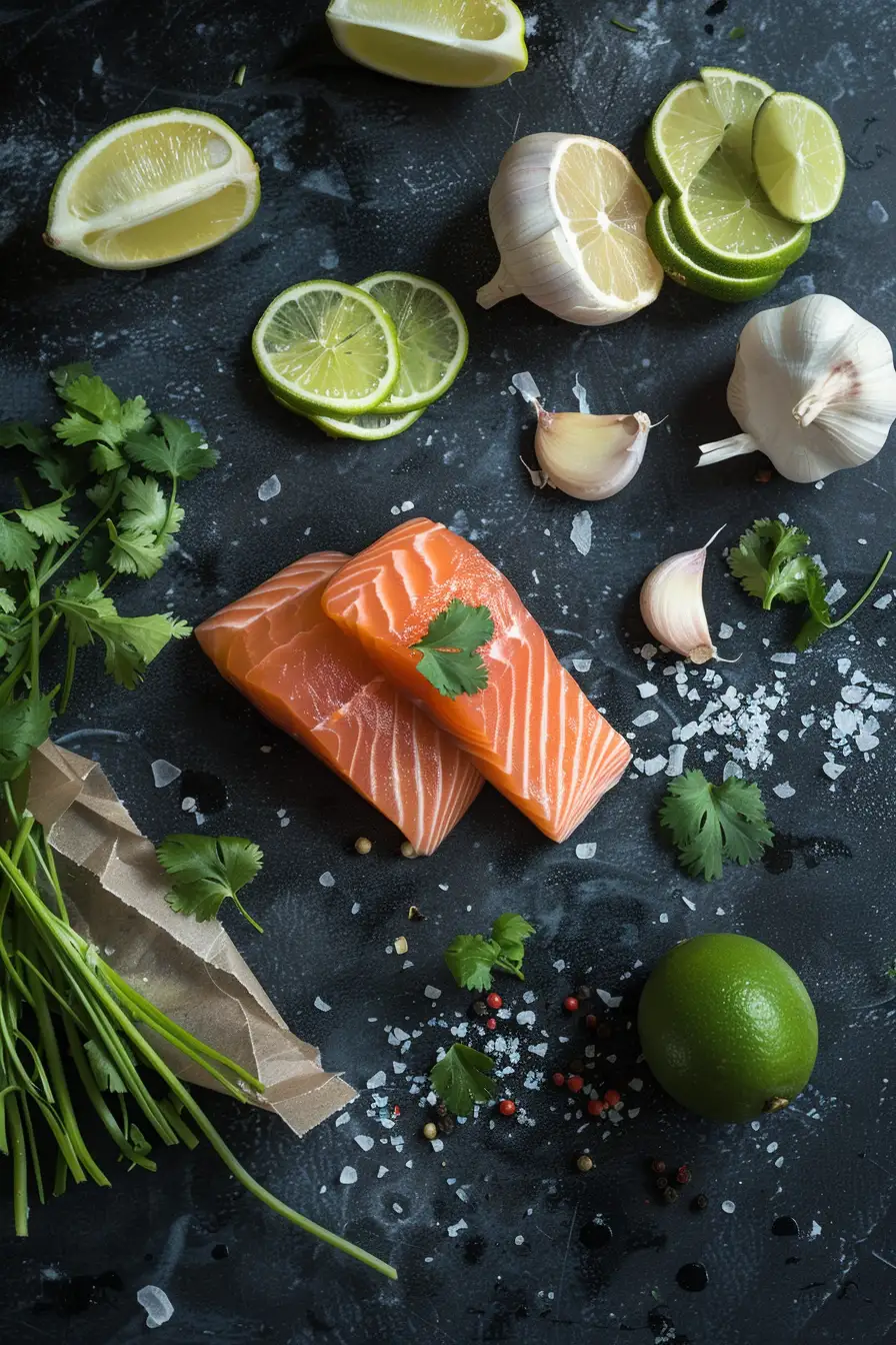 Saumon mariné au citron vert, piment habanero et coriandre