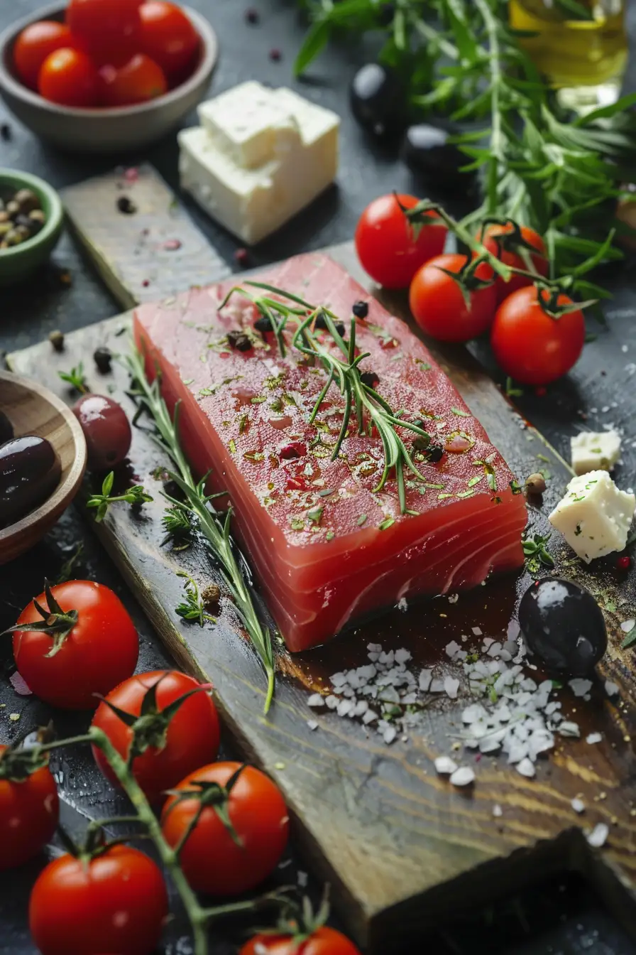 Salade méditerranéenne au thon, tomates cerises et feta