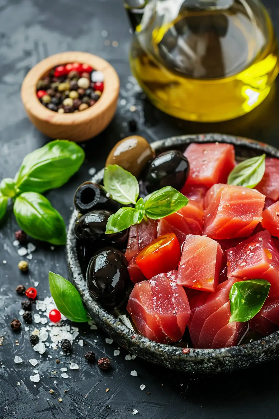 Salade estivale de thon aux tomates cerises et olives noires