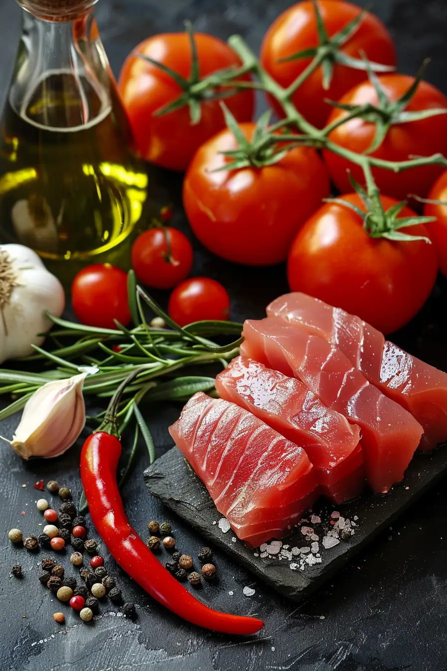 Délice de thon aux tomates et poivrons rouges à l'ail et huile d'olive