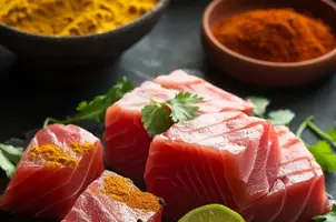 Délice de thon au yaourt et curry, parfumé au citron vert et coriandre fraîche