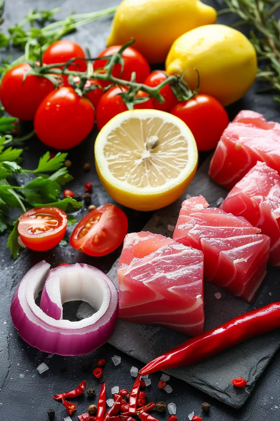 Délice de thon aux oignons, tomates et piment citronné