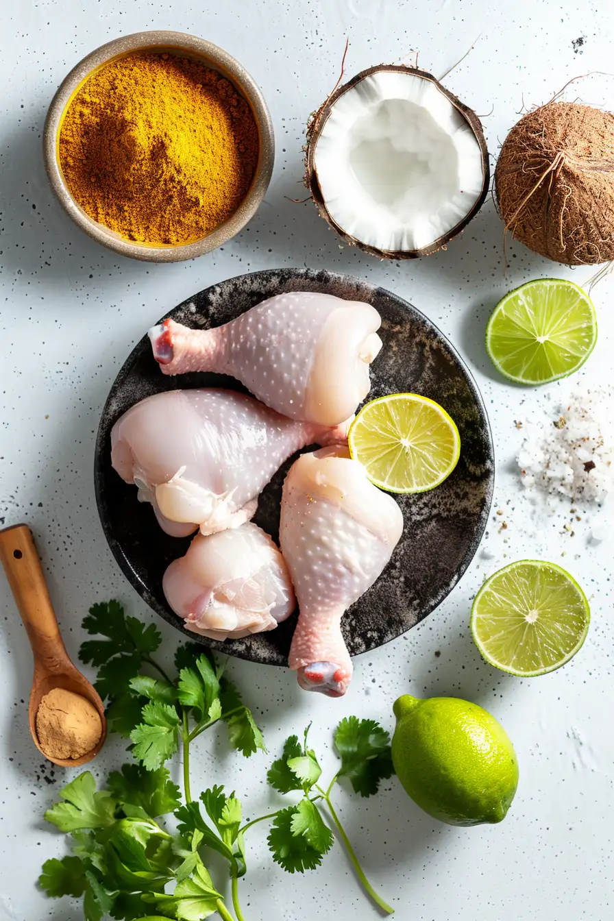 Poulet crémeux au curry et citron vert, parfumé à la coriandre