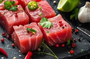 Délice de thon au citron vert et piment rouge, parfumé à l'ail et coriandre