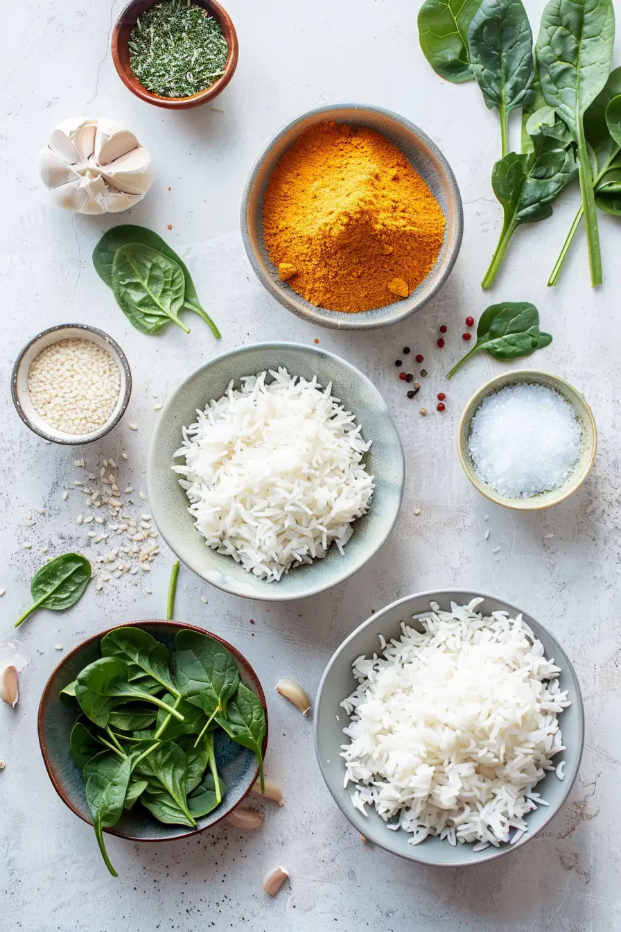 Délice de morue au curry, lait de coco et épinards sur lit de riz basmati