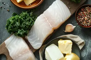 Délice de morue aux pommes de terre et chou frisé à l'ail beurré