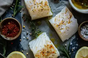 Délice de morue au berbere, ail et citron à l'huile d'olive