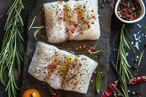 Délice de morue aux oignons et tomates épicées à l'huile d'olive