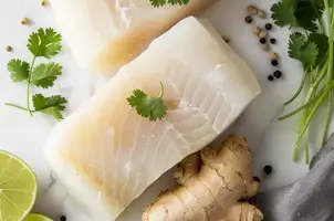 Morue exotique au lait de coco, citron vert et gingembre, parfumée à la coriandre
