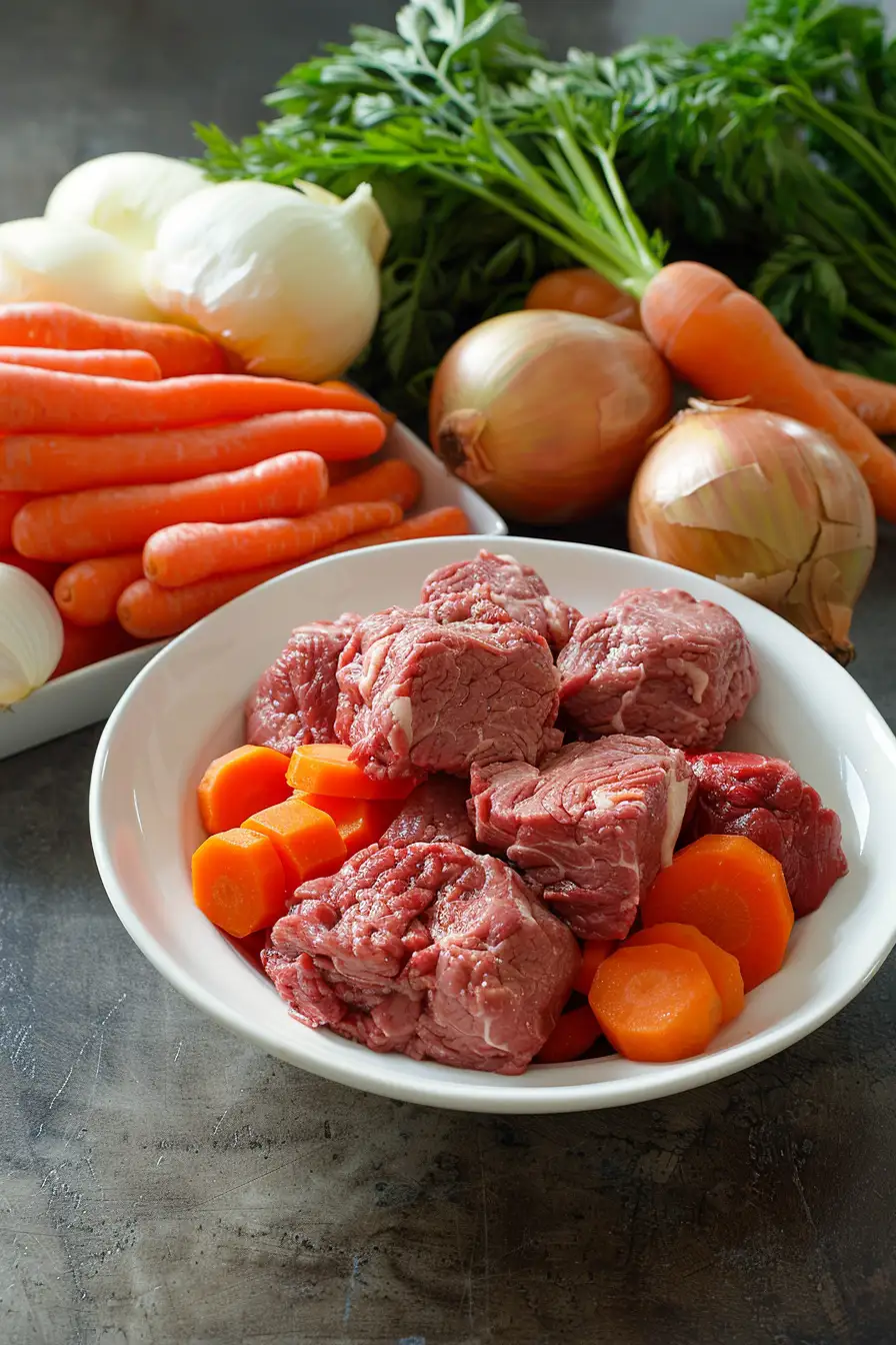 Boeuf haché aux légumes rôtis et son bouillon savoureux