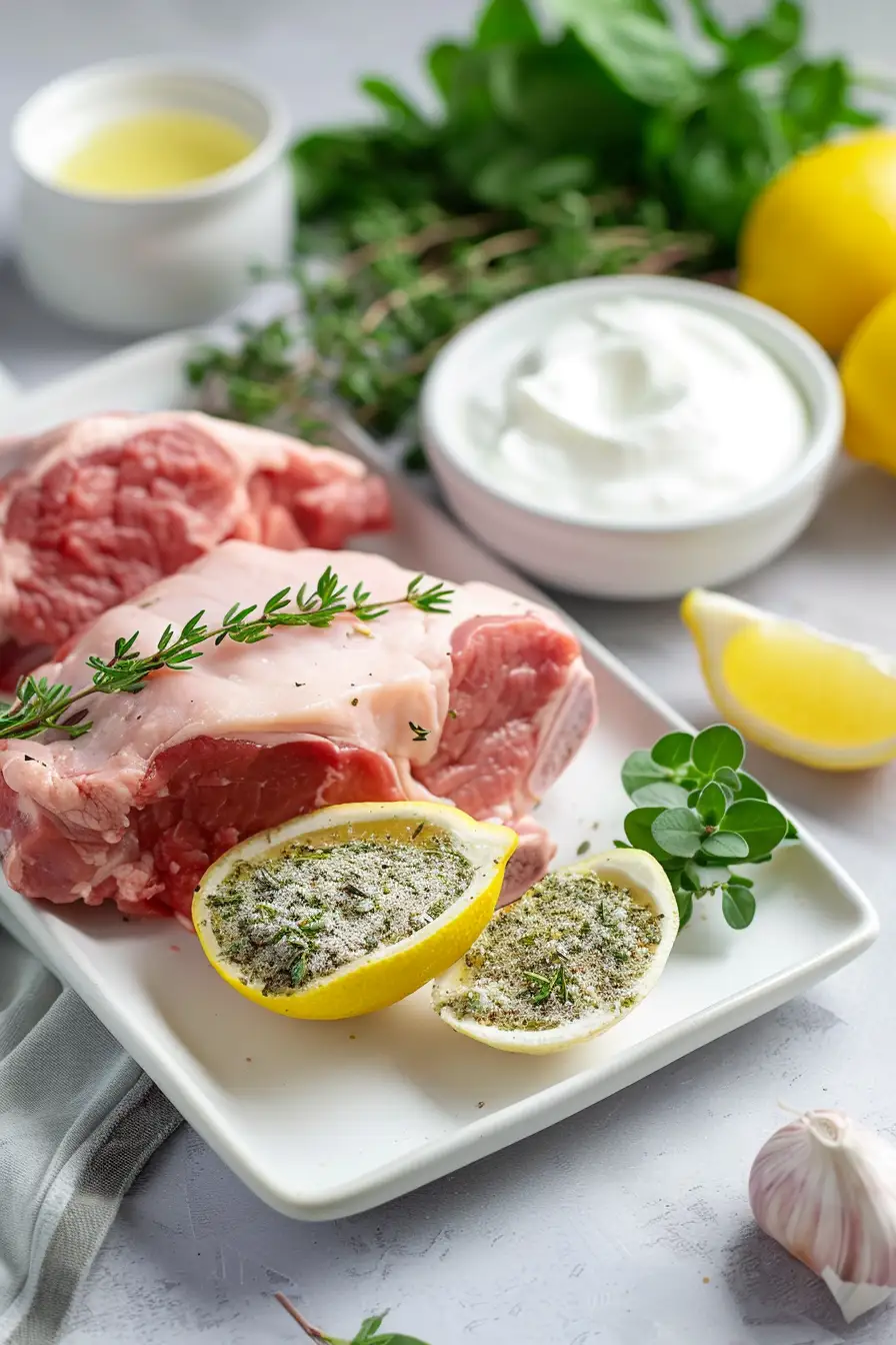 Porc mariné au yaourt grec et aux saveurs méditerranéennes